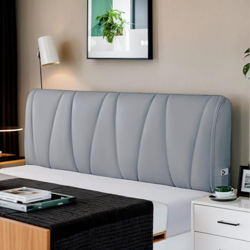 HEADBOARD Dehnbare Kopfteilabdeckung, Staubdichte Kopfteilbezüge, Rundumschutz Für Kopfteilbezüge in Queen-, King- Und Doppelbettgröße,Gray 2,120cm