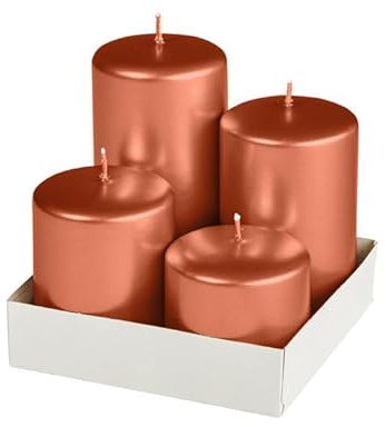 Stumpenkerzen Adventset Kupfer Ø 50 mm, 4 Stück
