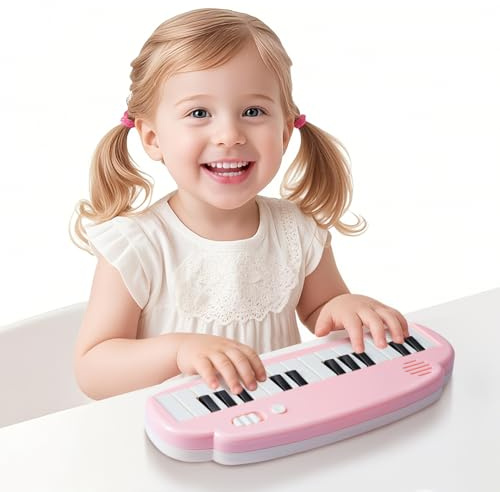 PLAYFULBAY Piano kids Keyboard, 25-Key Toddler Piano Toy with 2 Play Modes, Portable Kids Piano Keyboard for Travel & Early Learning