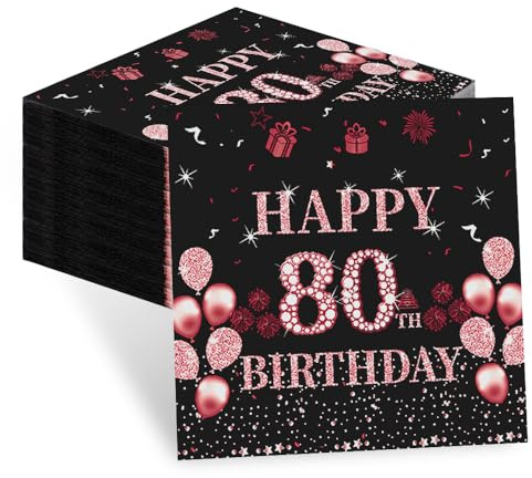 60 Stück Servietten 80 Geburtstag Frau, Deko 80 Geburtstag Frau | 80 Geburtstag Deko, Tischdeko 80 Geburtstag Frau, Geburtstag Servietten für Geburtstagsfeiern