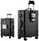 yuweijie Multifunktions Koffer groß Alu-Rahmen Hartschale Trolley Reisekoffer Handgepäck Zwillingsrollen ZahlenSchloss(Schwarz, 73cm,90L)