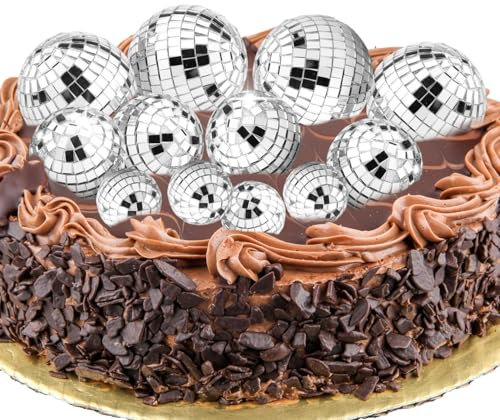 12-Pack Mini Disco Ball Cake Toppers – Disco Balls Decorations for Cakes, Cupcakes & Party Décor, Birthday, Wedding & Holiday Celebrations
