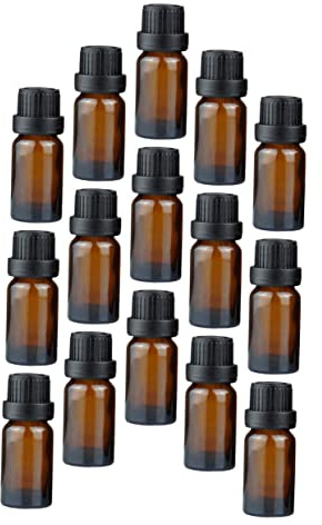 DECOMELODY 20pcs 15ml Amber Glass Essential Oil Bottles with Caps Portable Subpackaging Containers for Travel and Outdoor Cosmetic Storage