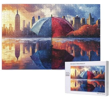 Puzzle 1500 Teile New York Puzzles für Erwachsene Landschaft HD Puzzel Anspruchsvolles und Lustig Kreatives Unterhaltungsspiel, DIY Holzpuzzle für Erwachsene Als Feiertage Geschenk fur Frauen M-907