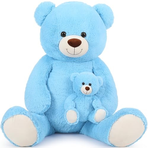 MorisMos 130cm riesen teddys Kuscheltier XXL mit kleinbär, groß teddybär plüschbär stoffbär, Geburtstag Kinder Mann Männer