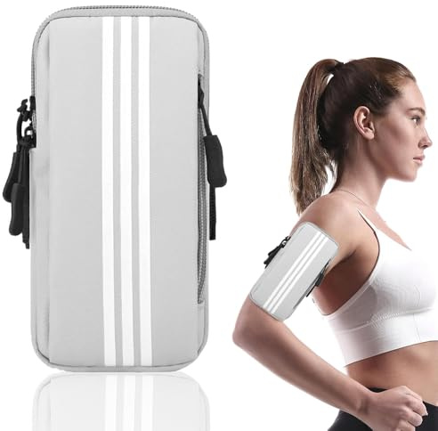 Aieraczy Handytasche Joggen, Laufen Handytasche, Handyhalterung Joggen Arm, Handy Armband Joggen, Sportarmband für Joggen Zubehör, Fitness, Workout, Bis Zu 6,7 Grau