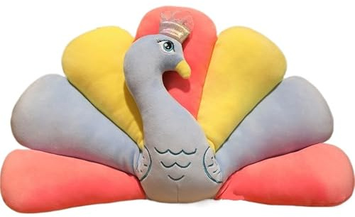 Pfau Kuscheltier, Kuschelig Plüsch Vogel Spielzeug Weich Stofftier Pfauen Ausgebreitetem Schwanz Plüschtier Dekoration Zuhause Puppen(Gray,68cm/26.8in)
