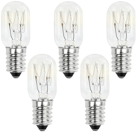 Wvxilyr 5 Stück E14 Kühlschranklampe 15W, Nähmaschinenlampe E14, Dimmbar Warmweiß 2700K, Energiesparende Glühbirne für Backofen, Dunstabzugshaube, Salzlampe, Nähmaschine und Gefriertruhe