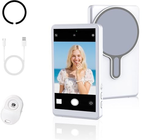 Lepealu Selfie Monitor Screen with Bluetooth remote control Magnetic Selfie Monitor Screen Phone Vlog 2.4G/5G Wireless Recording Back Camera Compatible with iPhone & Android