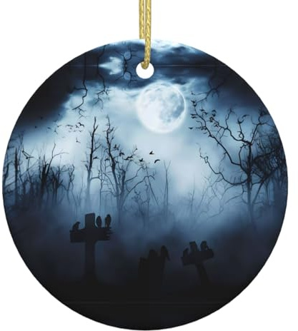 Albero di Natale in ceramica da appendere ornamento – gotico Happy Halloween stampa ricordo per le vacanze casa festa di Natale montaggio a parete regalo