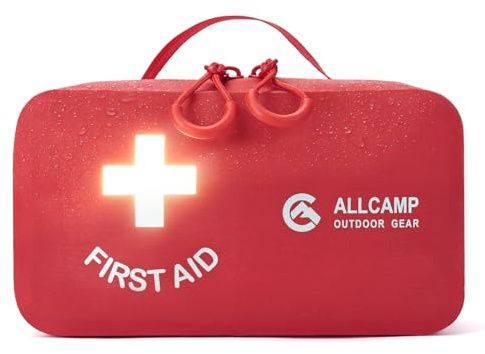 Allcamp Tragbares rotes Erste-Hilfe-Set, Leere Medizinbeutel-Aufbewahrungstasche, sehr geeignet für Heim- oder Autocamping, Jagd, Reisen und Sport