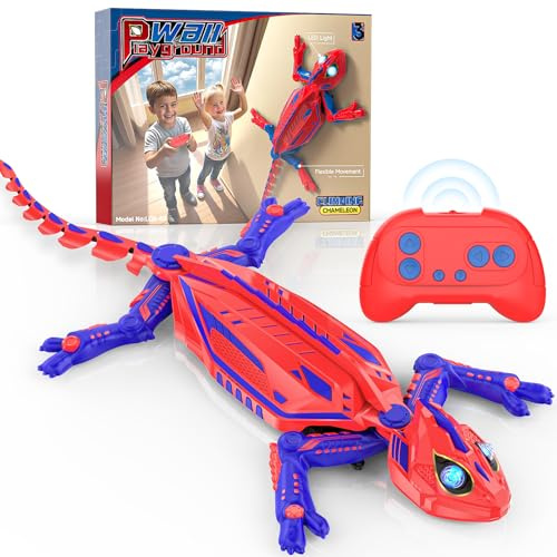 Lezard Télécommandé, Gecko Radiocommandé, Jeux Garcon 3 4 5 6 7 8 9 10 Ans | Lezard Qui Grimpe Au Mur, Geko Radiocommandé avec Lumière, Spider RC Robot Jouet Interactif, Cadeau Anniversaire Noel Enfant