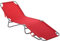 Outsunny Bain de Soleil transat Pliable Dossier réglable Multipositions métal et Polyester Rouge