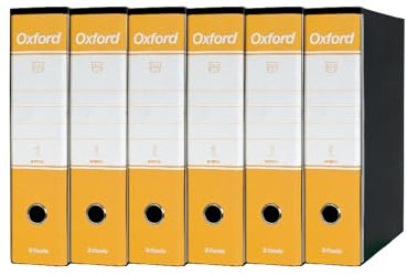 Esselte OXFORD G85 Registratore con Custodia, con Meccanismo a Leva N.1 in Formato Protocollo (23x33cm) con Dorso da 8 cm, Giallo, Conf.da 6 pezzi, 390785090