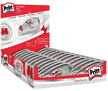 Pritt Roller Compact Flex Corrector Roller for Error Capture, Pen Correctors and Printed Texts, Versatile White Corrector for Phrases and Letters, 24 x (4.2mm x 10m)