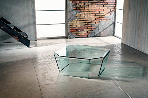 IMAGO FACTORY Solitaire Couchtisch aus gebogenem Glas, moderner Couchtisch, Wohnzimmertisch aus Glas, Couchtisch, Möbel aus Glas, modernes Design