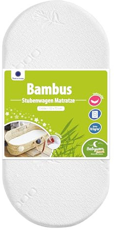 Babysom - Stubenwagen Matratze Bambus - 72x32cm | Höhe 4cm | Bezug abziehbar | Oeko-Tex®