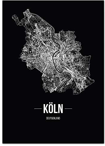 JUNIWORDS Stadtposter - Wähle Deine Stadt - Köln - 40 x 60 cm Poster - Schrift B - Schwarz
