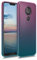 kwmobile Case Compatible with Motorola Moto G7 Power - Case Transparent Gradient Phone Cover - Bicolor Dark Pink/Blue/Transparent