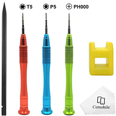 Cemobile für MacBook Schraubendreher Reparatur Toolkit, P5 Pentalobe-Schraubendreher, Torx T5 und Phillips PH000-Schraubendreher-Reparatursatz für MacBook Air und MacBook Pro mit Retina-Display