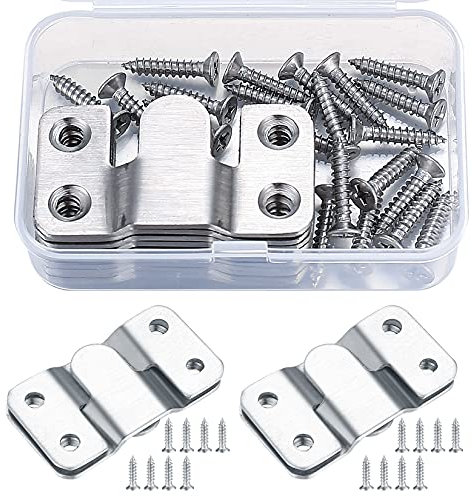 10 Pcs Flush Concealed Mount Brackets, Interlocking Photo Frame Hanging Buckles Hooks, Heavy Duty Pictures Headboard Furniture Connector Hangers Hooks for Walls, Mirrors, Photo Frame, Headboard