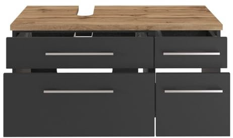 Waschbeckenunterschrank Dasa (links) 90 cm mit 4 Schubladen – Graphit/Grau matt