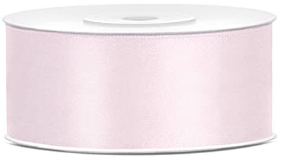 Ruban Satin Polyester Noeud et Emballage Cadeau 6/12/25/38/50/100mm x 25m (Taille 25mm x 25m - Couleur Rose poudré clair)