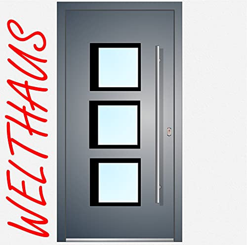 Puerta de entrada Welthaus WH75 de aluminio con plástico DD303 puerta 1000 x 2100 mm DIN derecha, color exterior, antracita, interior blanco, mango exterior BGR600, impresora interior M45 cilindros 5
