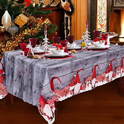 Weihnachtstischdecke, 180 x 150 cm Rechteckige Lang Weihnachten Tischdecke Tischläufer Grau Xmas Tischdecke Esstischdecke, Groß Abwaschbar Weihnachts Tischdecke Tischtuch für Tischdekoration