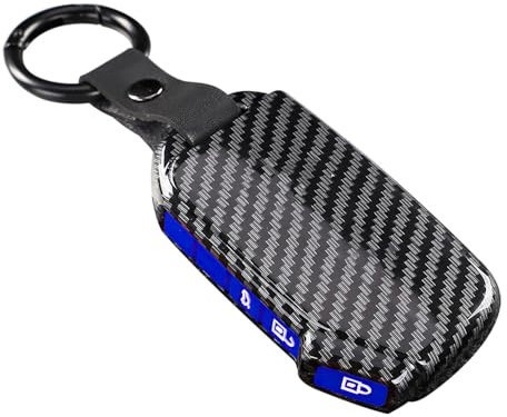 ontto Autoschlüssel Hülle Cover Passt für Kia Sportage R GT Stinger GT Sorento Ceed CD Cerato Forte 2018-2021 ABS Schutzhülle Schlüsselhülle Schlüsselanhänger Schlüsselbox 3 Tasten-Kohlefaser blau