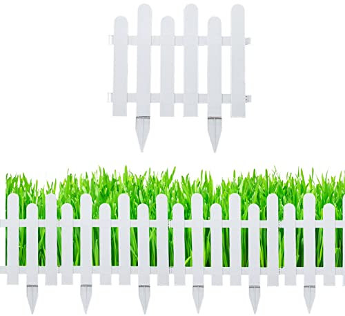 M/E Lot de 4 bordures en plastique blanc pour jardin, jardin, pelouse, allée (50 x 53 cm)