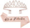 Mikccer Rose Gold 40th Birthday Sash and 40 Birthday Tiara, Rhinestone Crown Headband for 40th Birthday Gifts, 40th Birthday Decoration Party Accessories for Women