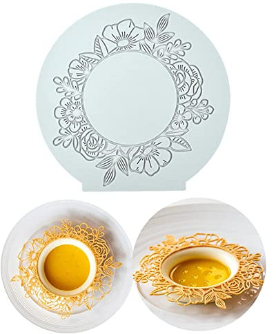 Molde de encaje de silicona, tapete de encaje para pastel de boda, molde de decoración de pastel de coral, tapete de impresión de fondant de flores para molde de fondant (A_6.6 x 6.4 x 0.1 pulgadas)