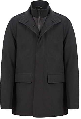 Tokyo Laundry Men's Indus Faux Wool Funnel Neck Collar Tailored Coat