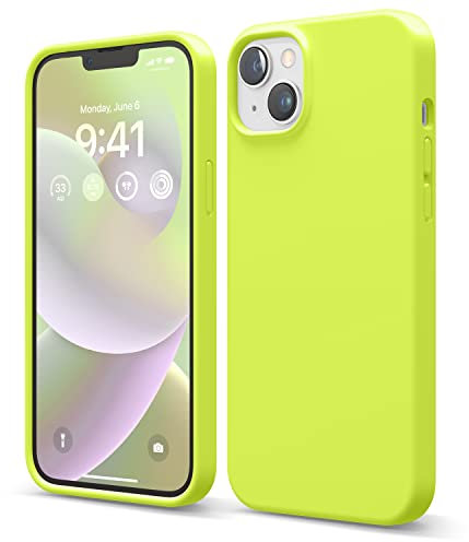 elago Liquid Silicone Case Compatible with iPhone 14 Plus Case (6.7), Premium Silicone, Full Body Protection - 4 Layer Shockproof Phone Cover, Anti-Scratch Soft Microfiber Lining (Neon Yellow)