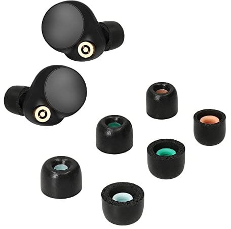 kwmobile 6X Ersatz In Ear Kopfhörer kompatibel mit Sony WF-1000XM4-3 Größen - Polster Ohrstöpsel In-Ear Ohrhörer - Schwarz