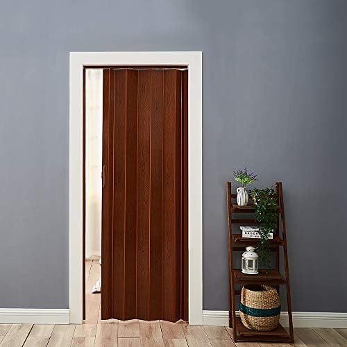 Folding Door Natural Pine Effect PVC Internal Accordion Concertina Sliding Door 6mm Brown