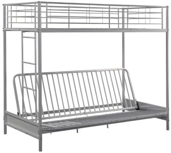 Vente-unique-Hochbett mit Schlafsofa - 90 x 190 cm - Metall - Silberfarben - MODULO IV