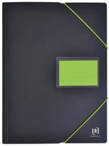OXFORD Protège-Documents Students A4 120 vues / 60 Pochettes Couverture Polypro Bicolore Noir/Vert