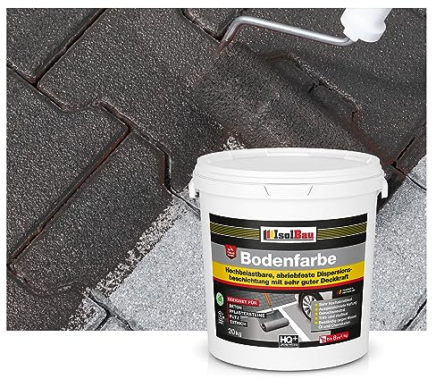 Isolbau Bodenfarbe - 20 kg - Boden- und Betonfarbe für Keller, Garage, Werkstatt - Wasserfeste Bodenbeschichtung für innen & außen - Schwarz (RAL)