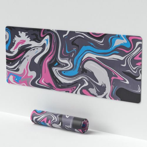 Venit Keys Grey Pink Fluid Mouse Pad, Large Gaming Mouse Pad (11.8 * 27.6in), Full Desk Mouse Mat, Waterproof and Anti-Slip Extended Keyboard and Mouse Pad