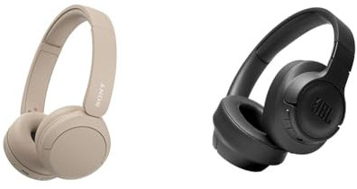 Sony WH-CH520 Wireless Bluetooth Headphones - up to 50 Hours Battery Life with Quick Charge & JBL Tune 760NC Wired and Wireless Over-Ear Headphones with Built-In Microphone