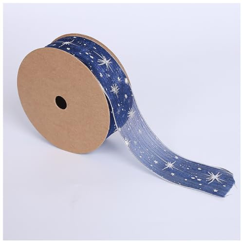 Wisafory 20 Yards Organzaband Schleifenband Dekoband Geschenband Stern Organza Stoff Bänder Satinband Dekoratives Band für Blumenstrauß Geschenk Verpackung DIY Handgefertigt Blau 2.5CM