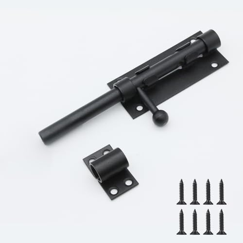 Lxoraziy 160mm/6 in Serratura di Sicurezza per Cancello Scorrevole Resistente, Serratura di Porta con Foro per Lucchetto, Bullone in Acciaio Inossidabile, per Cancello da Giardino, Tettoia