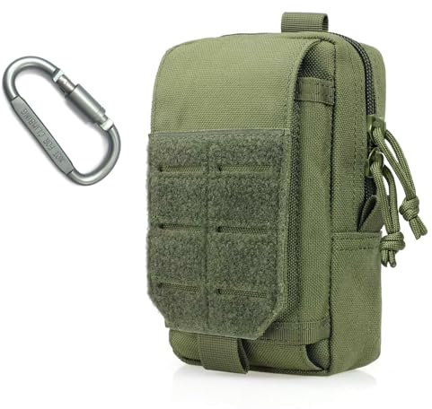 EDC Molle Tasche Klein Taktische Gürteltasche Herren Handytasche Polizei Gürtel Zubehör Pouch Geeignet für Rucksack Weste Radio Handy Klett Bag (Armeegrün)