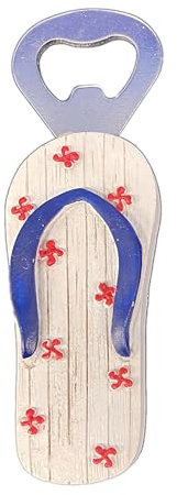 Couleurs D'ici - Ouvre-Bouteille à Aimant en Plastique Argent Brossée - Décapsuleur en Forme de Tong pour Bière - Accessoire de Plage et de Piscine