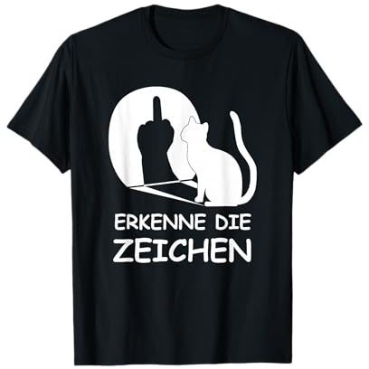Erkenne die Zeichen Winkekatze Schattenspiel Witzige Katzen T-Shirt