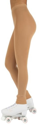 CALZITALY Damen Eiskunstlauf-Strumpfhose, fußlose Strumpfhose, Eislauf-Leggings, blickdichte Leggings, 80 DEN, hergestellt in Italien (Hautfarbe, L-XL)