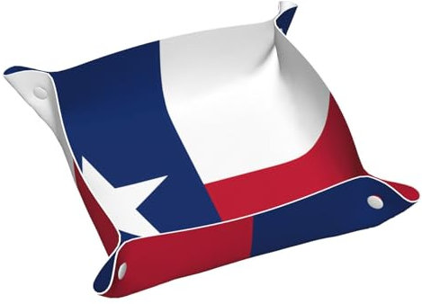 WZYWHJ Leder-Ablagetablett – hochwertige, kratzfeste, wasserdichte Ablage für Schlüssel, Uhren, Schmuck und mehr, Motiv: M-Flagge von Texas