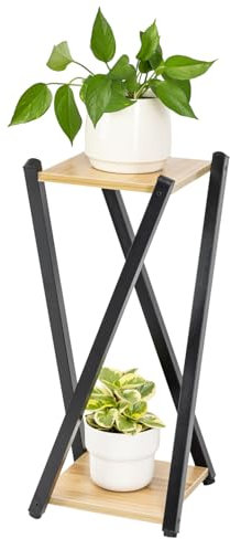 STRADO Blumenständer Metall Pflanzenständer Pflanzenregal Indoor| Blumenhocker Pflanzenhocker Blumensäule Pflanzregal | Blumentopf Ständer mit 2 Etagen für 2 Topfen